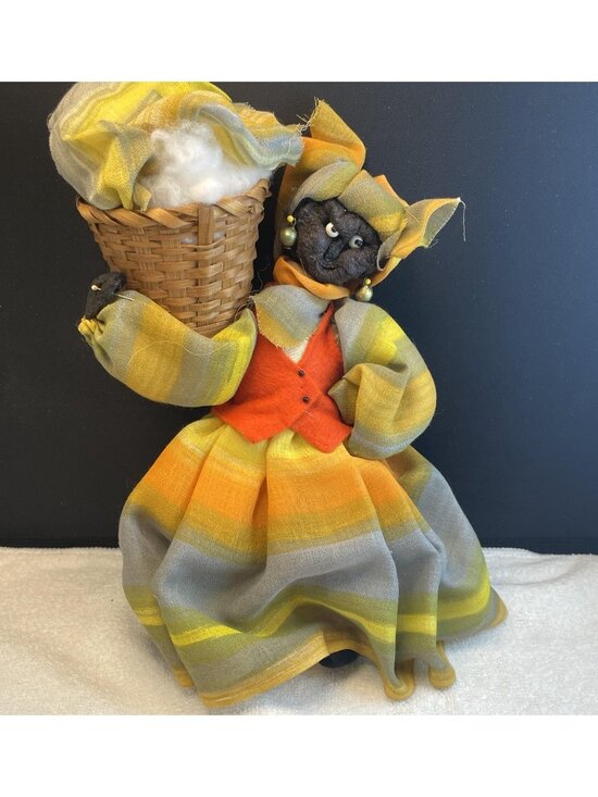 Artisan Made Other - 1950s Hand Made Folk Art Dried Apple Head Grandma Doin Laundry Doll
